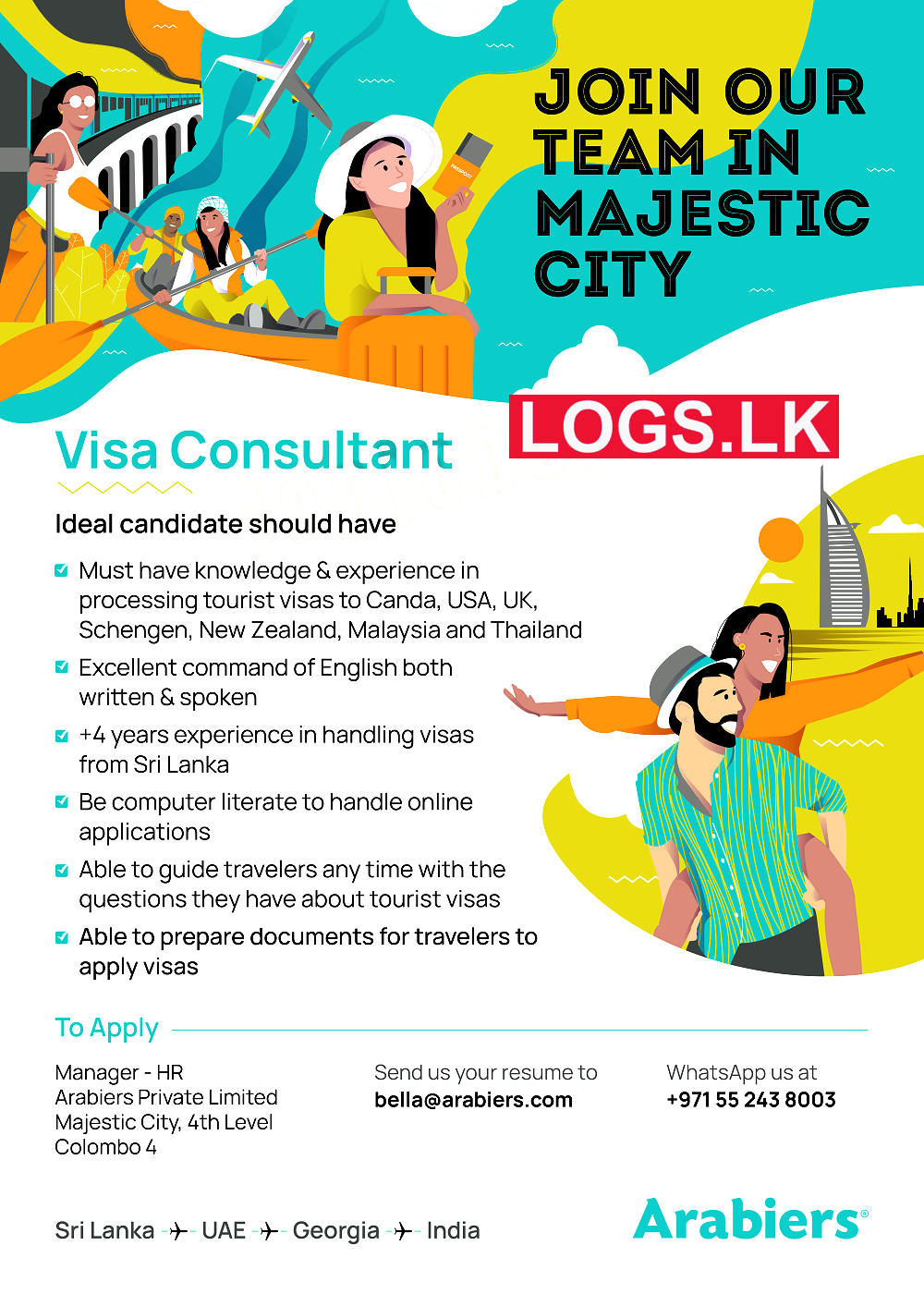 Visa Consultant Job Vacancy Arabiers (Pvt) Ltd Job Vacancies in Sri Lanka