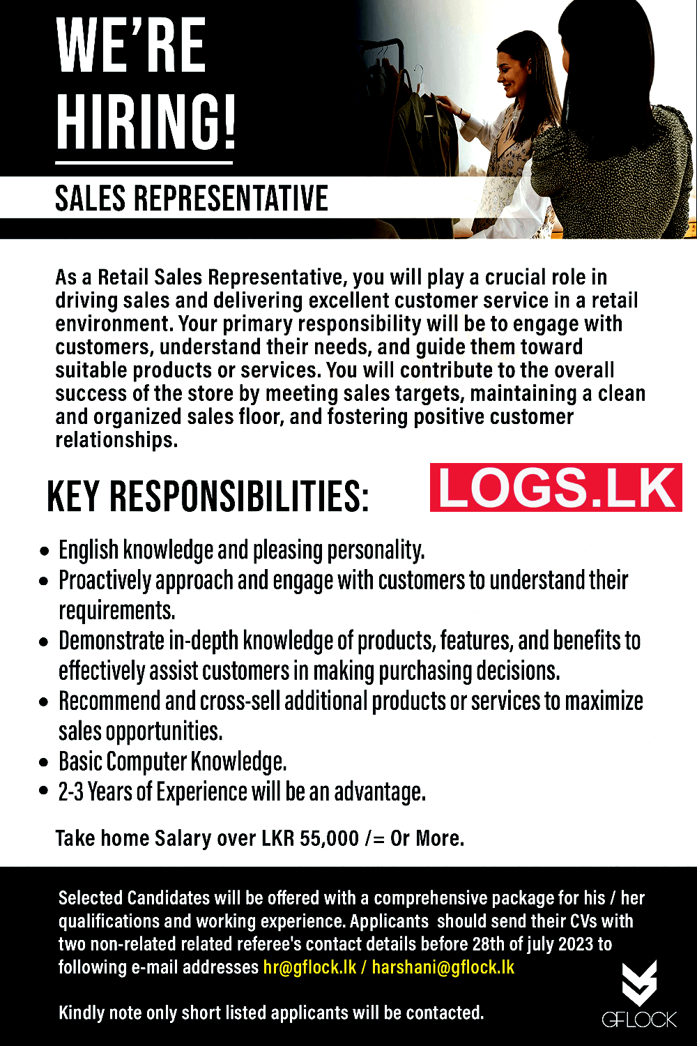 Sales Representative Job Vacancy at GFLOCK Job Vacancies in Sri Lanka