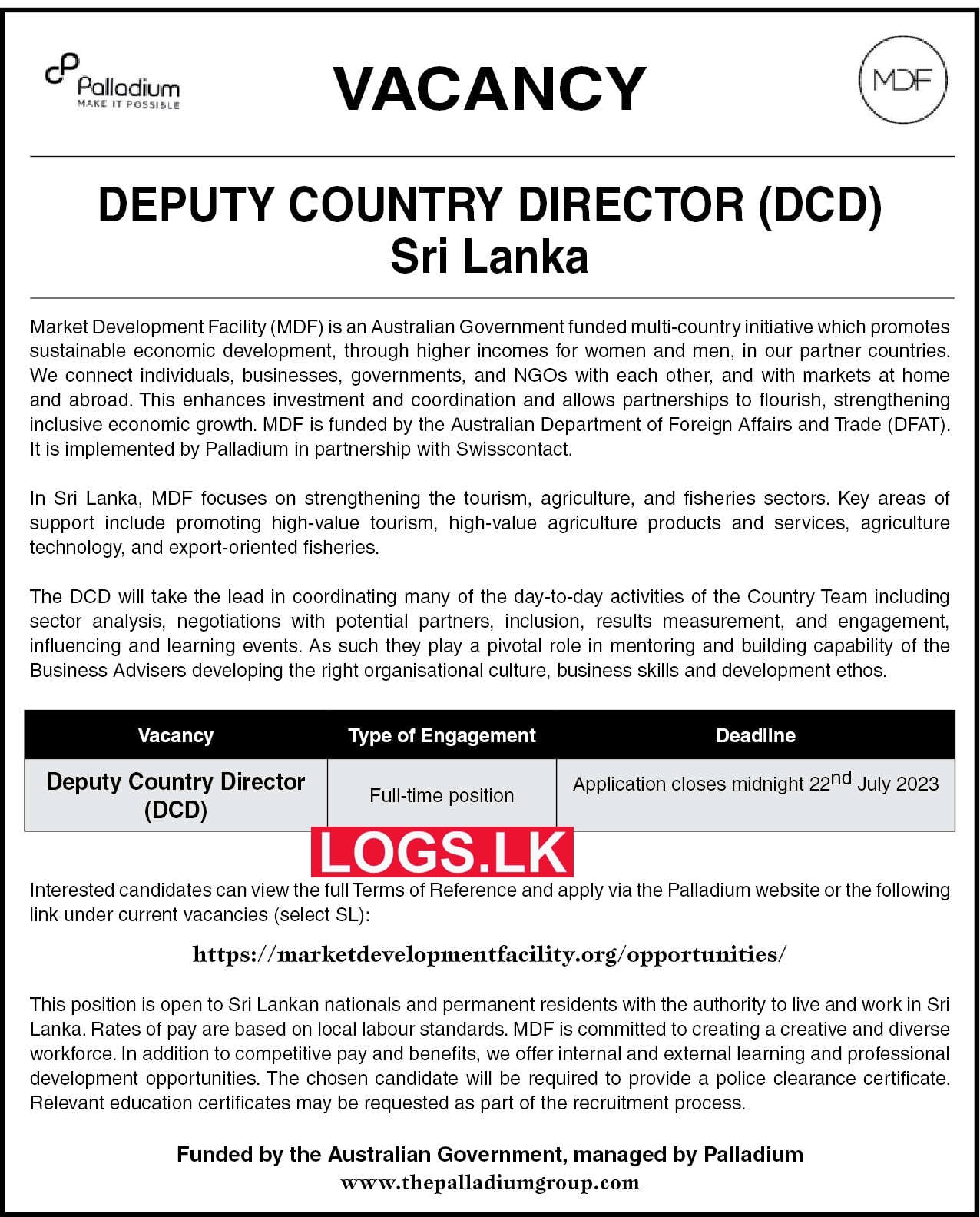 Deputy Country Director Vacancy at Market Development Facility Job Vacancies