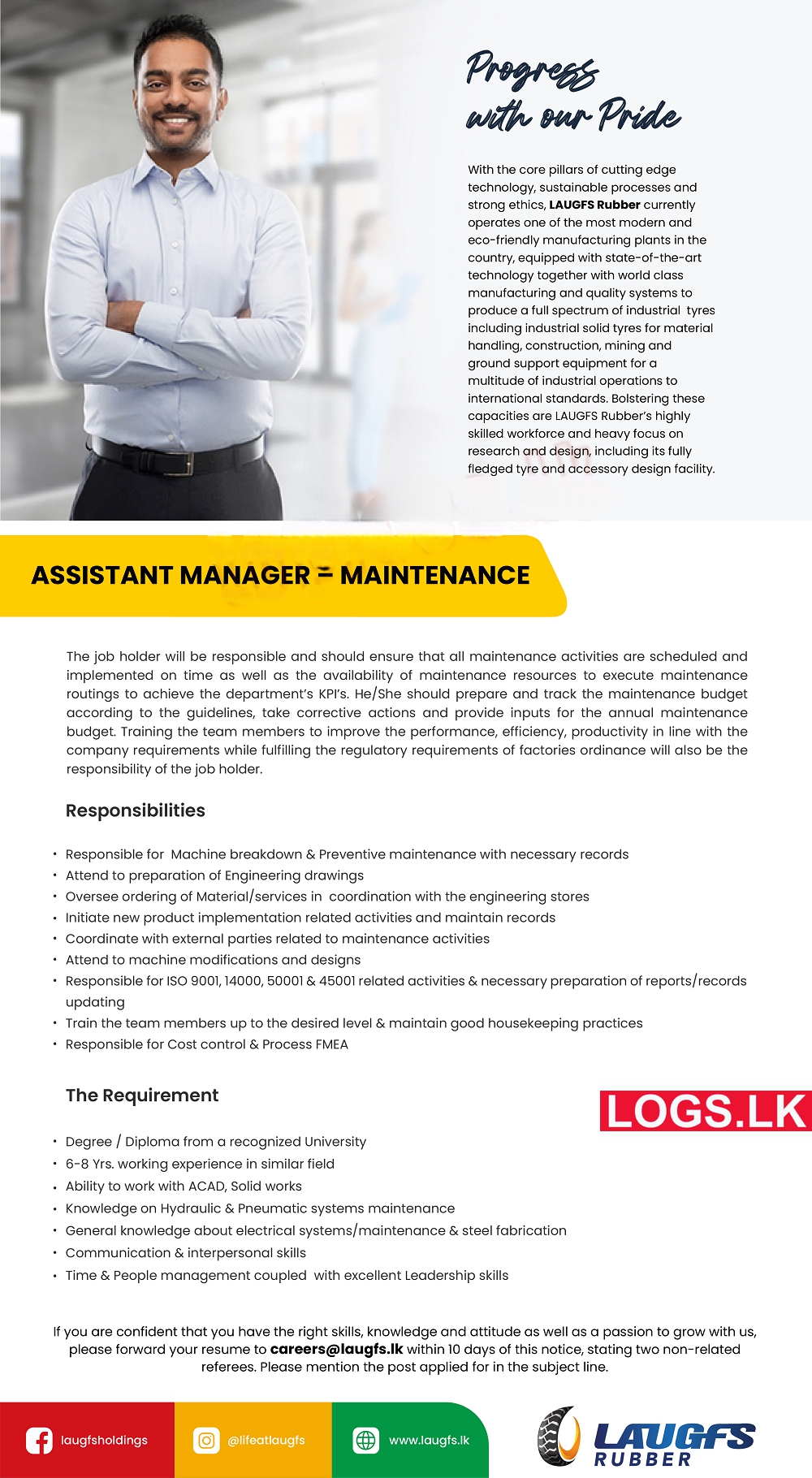 Assistant Manager - Maintenance Job Vacancy at LAUGFS Rubber Job Vacancies