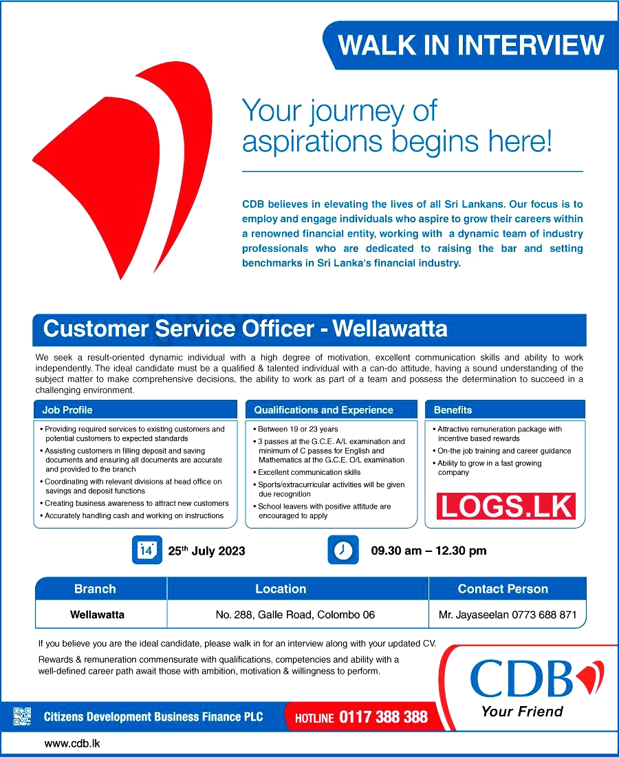 Customer Service Officer Jobs Vacancies 2023 in CDB Finance Interview 2023