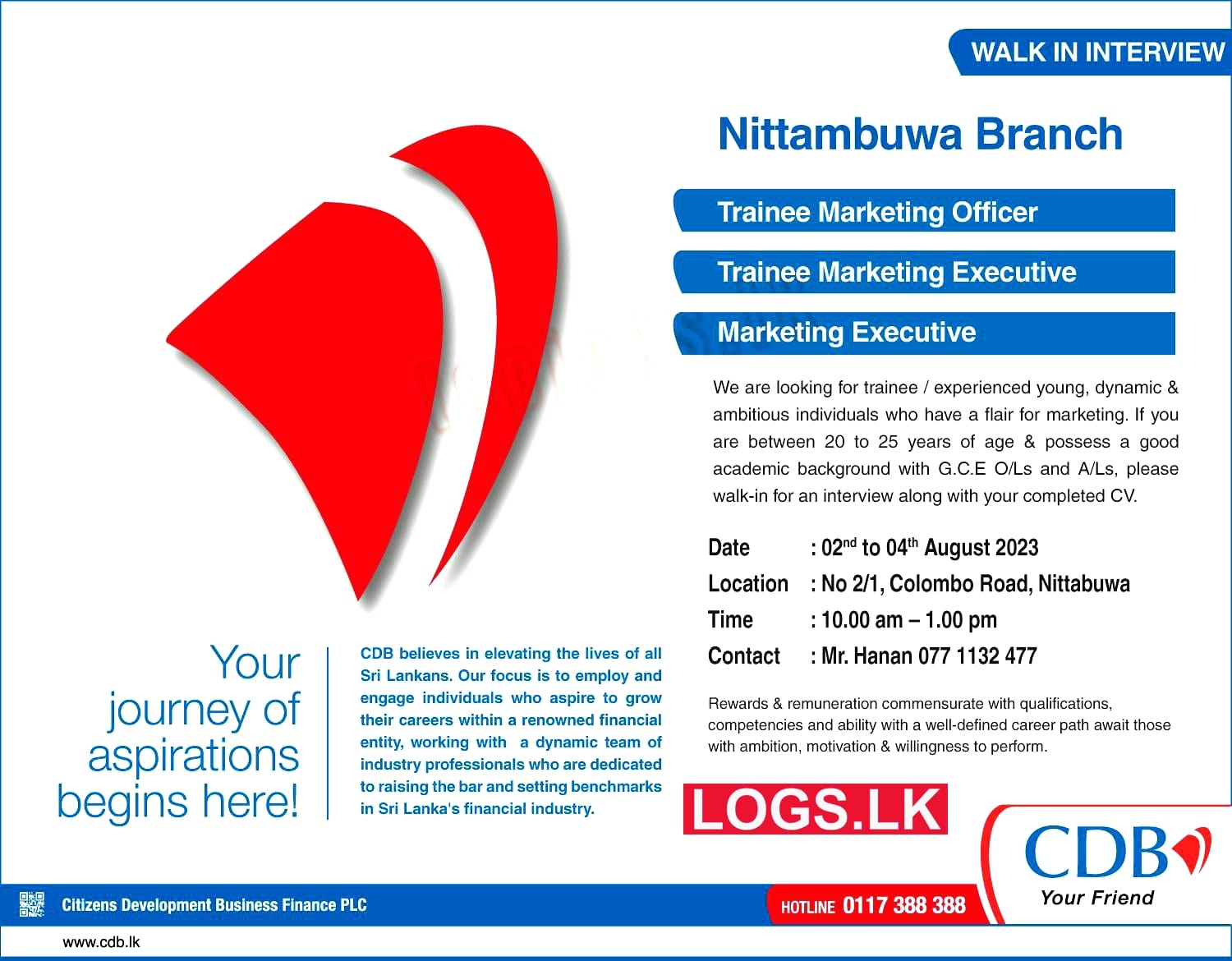 CDB Finance Nittabuwa Branch Job Vacancies Interview Application