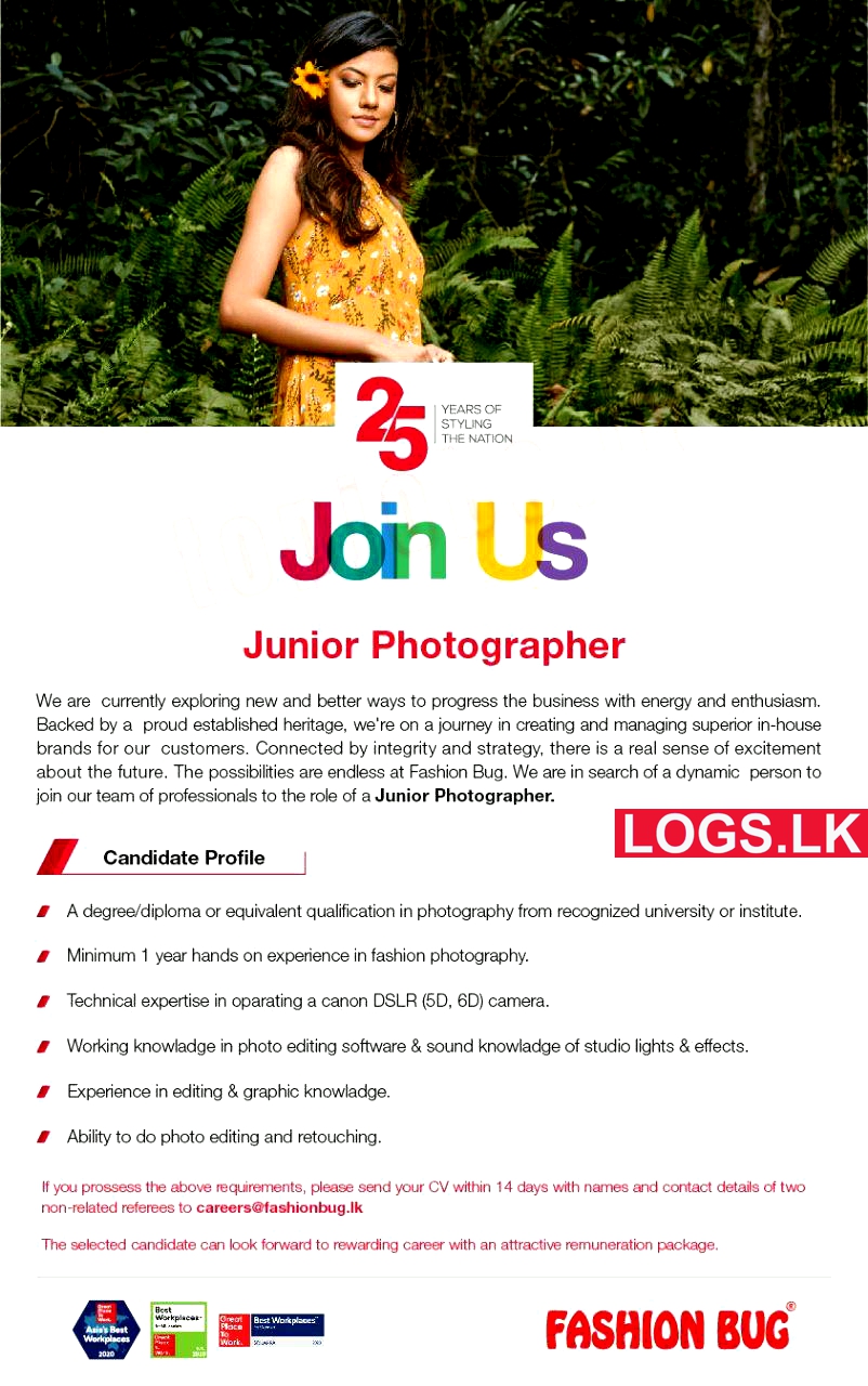 Junior Photographer Job Vacancy at Fashion Bug (Pvt) Ltd Job Vacancies