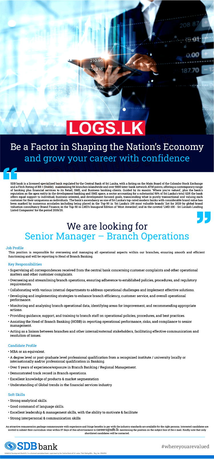 Senior Manager - Sanasa Development Bank Job Vacancies 2023 Application Form