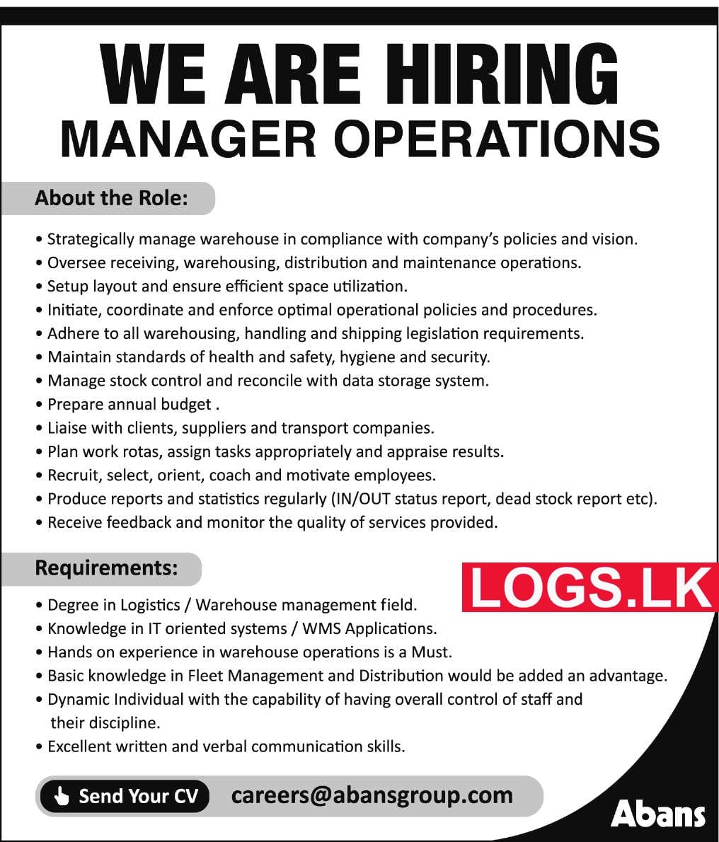 Operations Manager Job Vacancy at Abans Group Sri Lanka Application