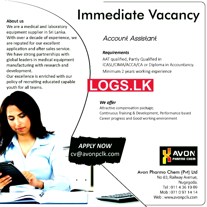 Accounts Assistant Job Vacancy at Avon Pharmo Chem (Pvt) Ltd Job Vacancies