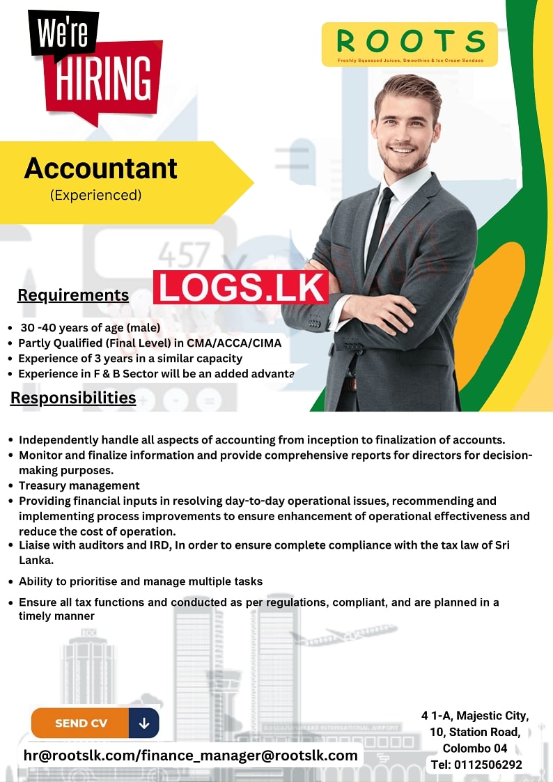 Accountant Job Vacancy at Roots Global (Pvt) Ltd Company Job Vacancies