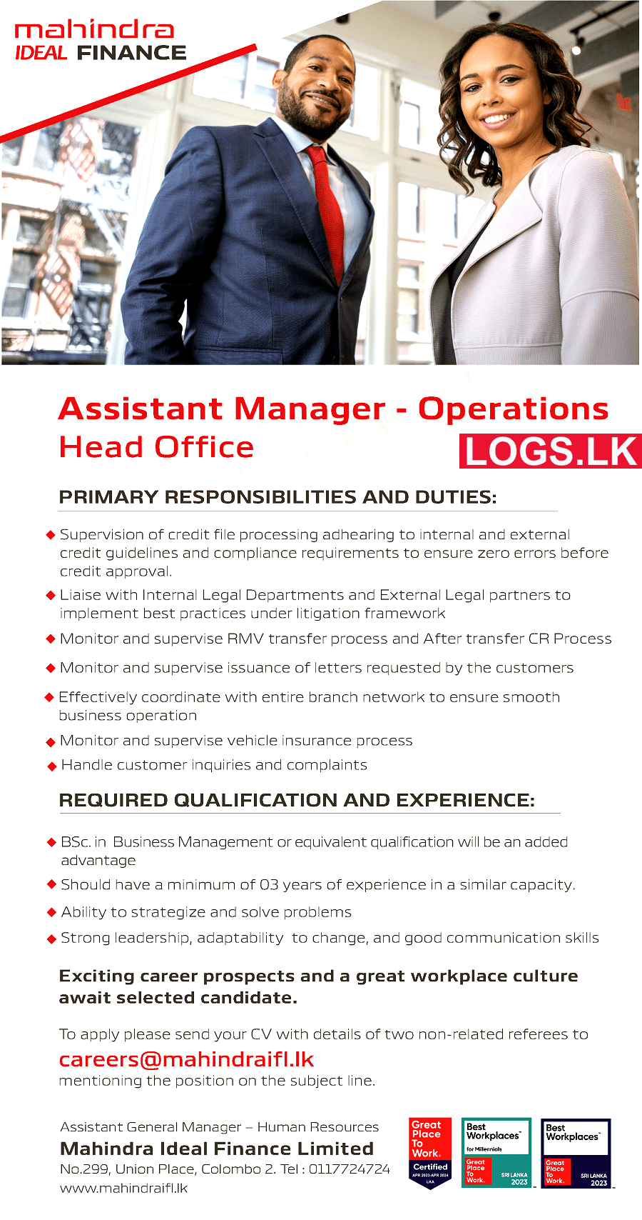 Assistant Manager (Operations) - Mahindra Ideal Finance Vacancies 2024 Application Form