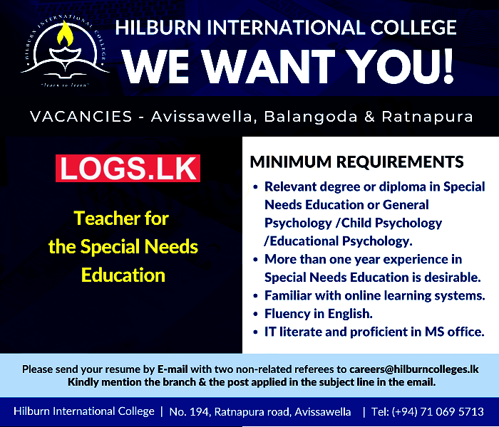 Special Needs Teacher Vacancy at Hilburn International College Job Vacancies in Sri Lanka
