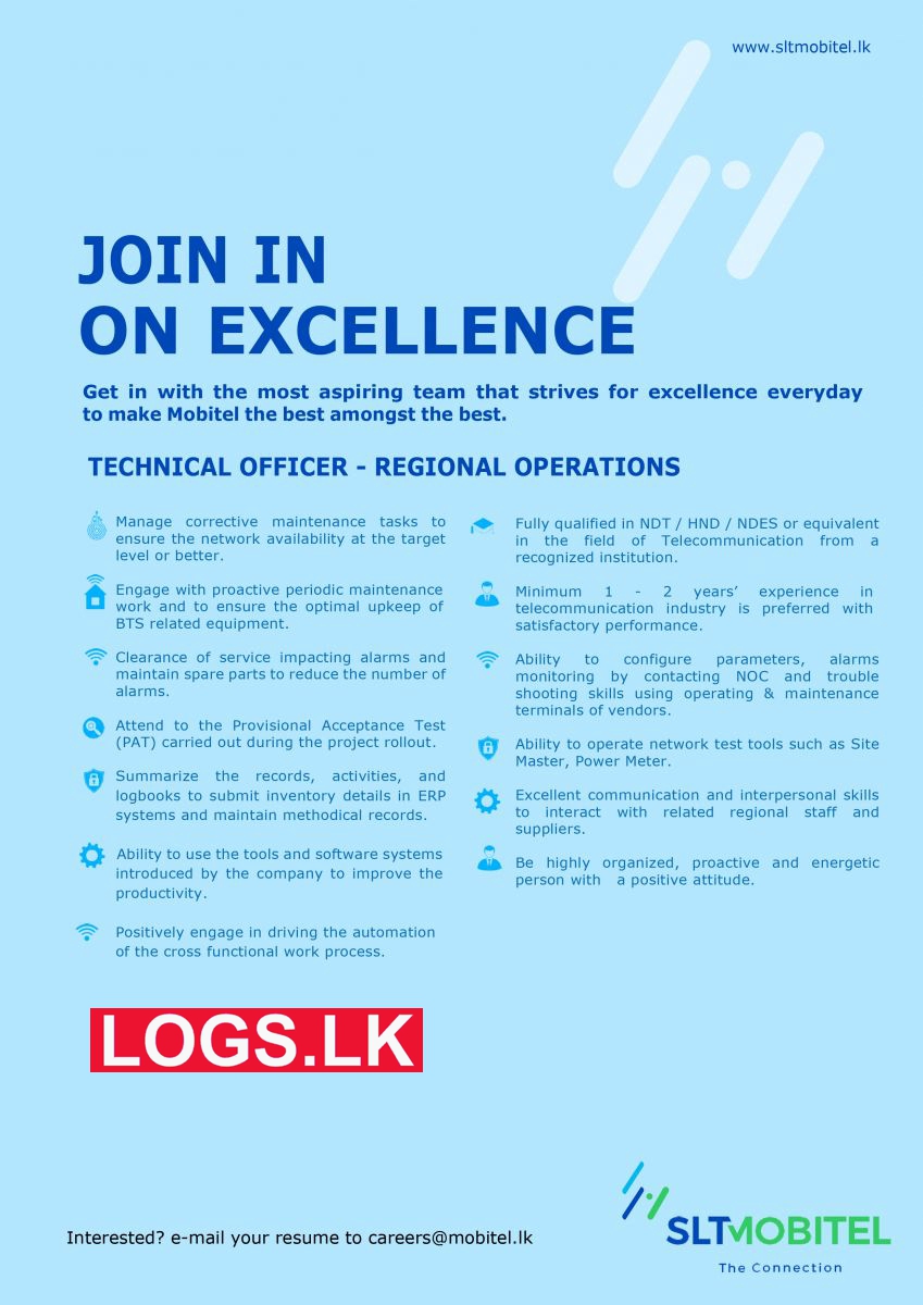 Technical Officer - SLT Mobitel Job Vacancies 2024 in Sri Lanka Application