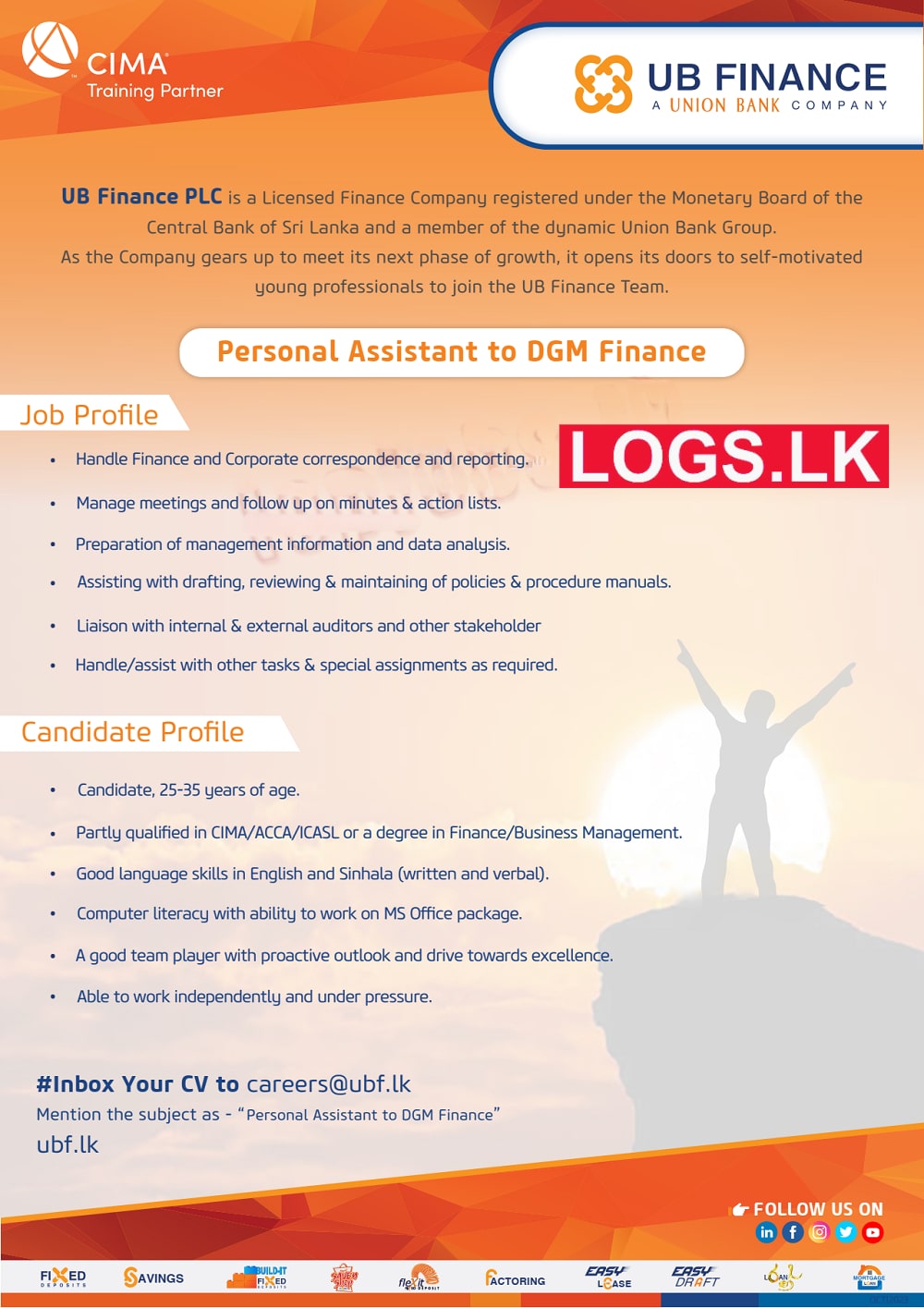 Personal Assistant to DGM Finance - UB Finance Vacancies 2024 Application Form, Details Download