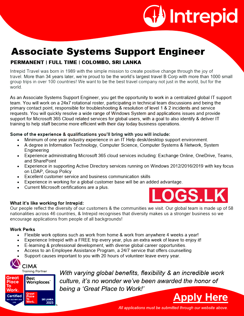 Associate Systems Support Engineer - Intrepid Vacancies 2024 in Sri Lanka. Apply Online