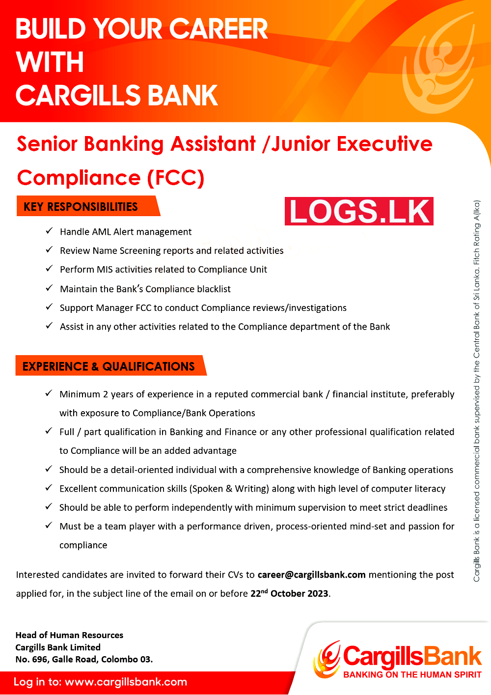 Senior Banking Assistant - Cargills Bank Job Vacancies 2024 in Sri Lanka Application Form