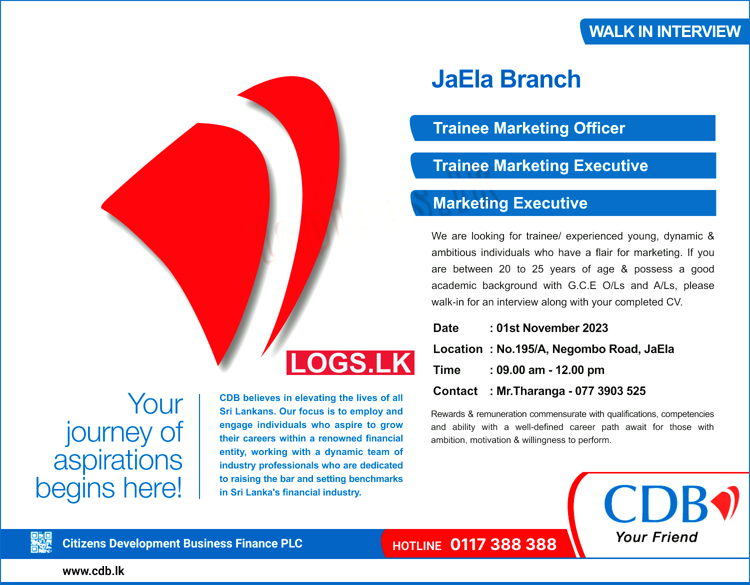 Walk In Interview - Trainee Marketing Officer / Trainee Marketing Executive / Marketing Executive - Ja-Ela Vacancies