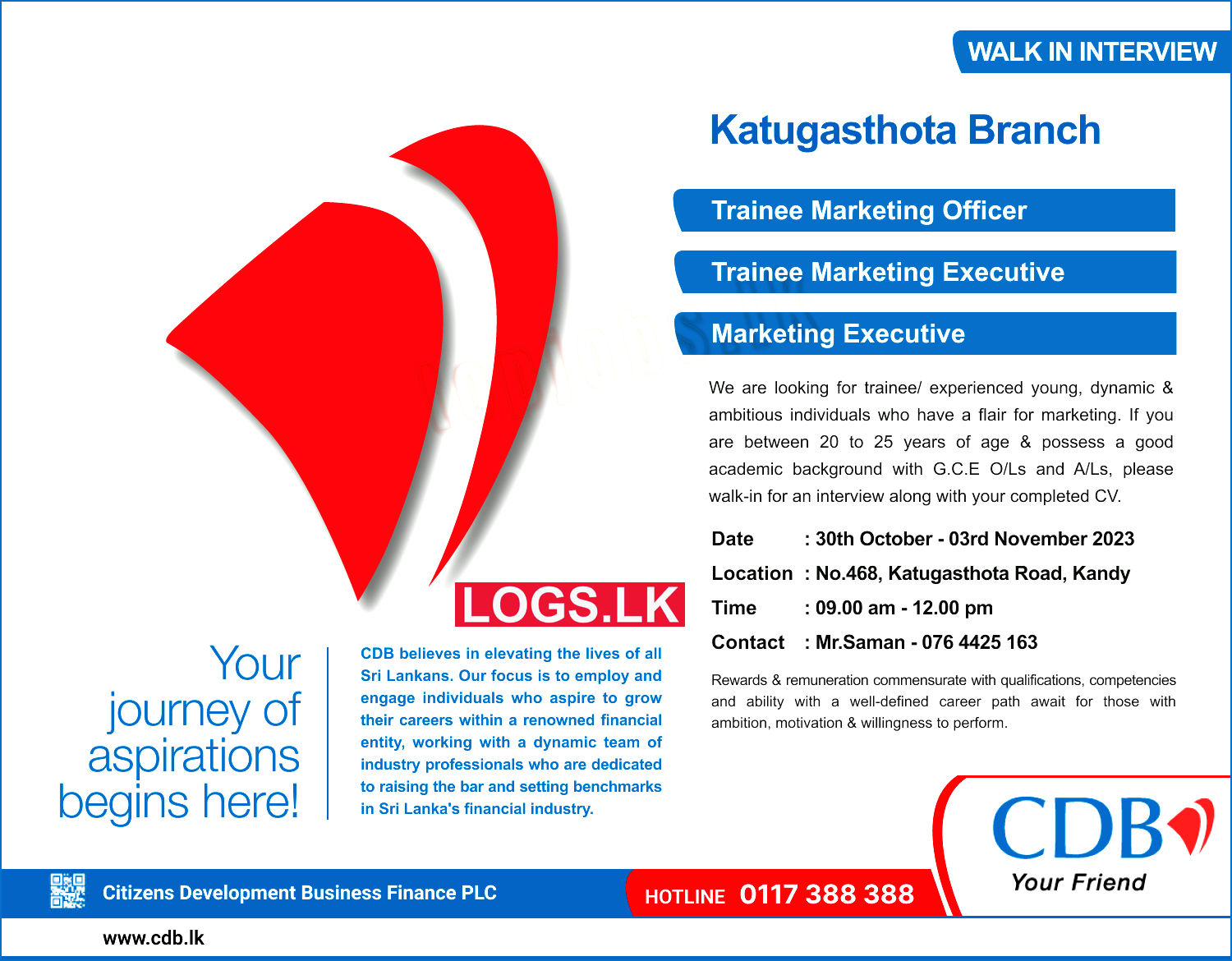 Walk In Interview - Trainee Marketing Officer / Trainee Marketing Executive / Marketing Executive - Katugasthota Vacancies
