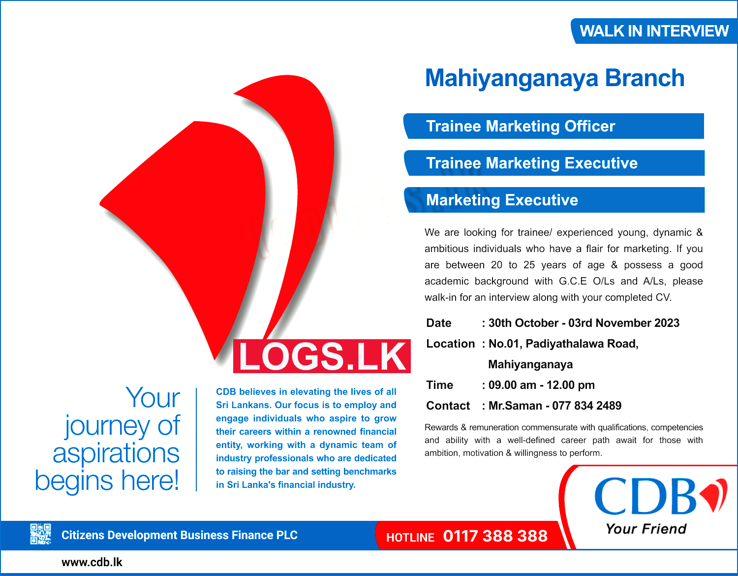 Walk In Interview - Trainee Marketing Officer / Trainee Marketing Executive / Marketing Executive - Mahiyanganaya Job Vacancies