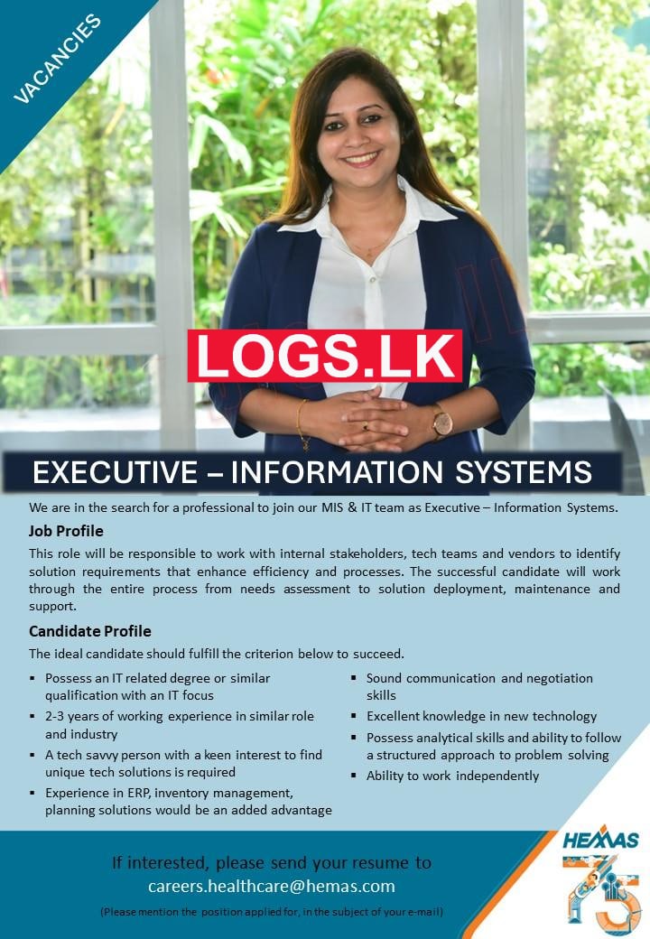 Information Systems Executive - Hemas Holdings Job Vacancies 2024 Application Form, Details Download