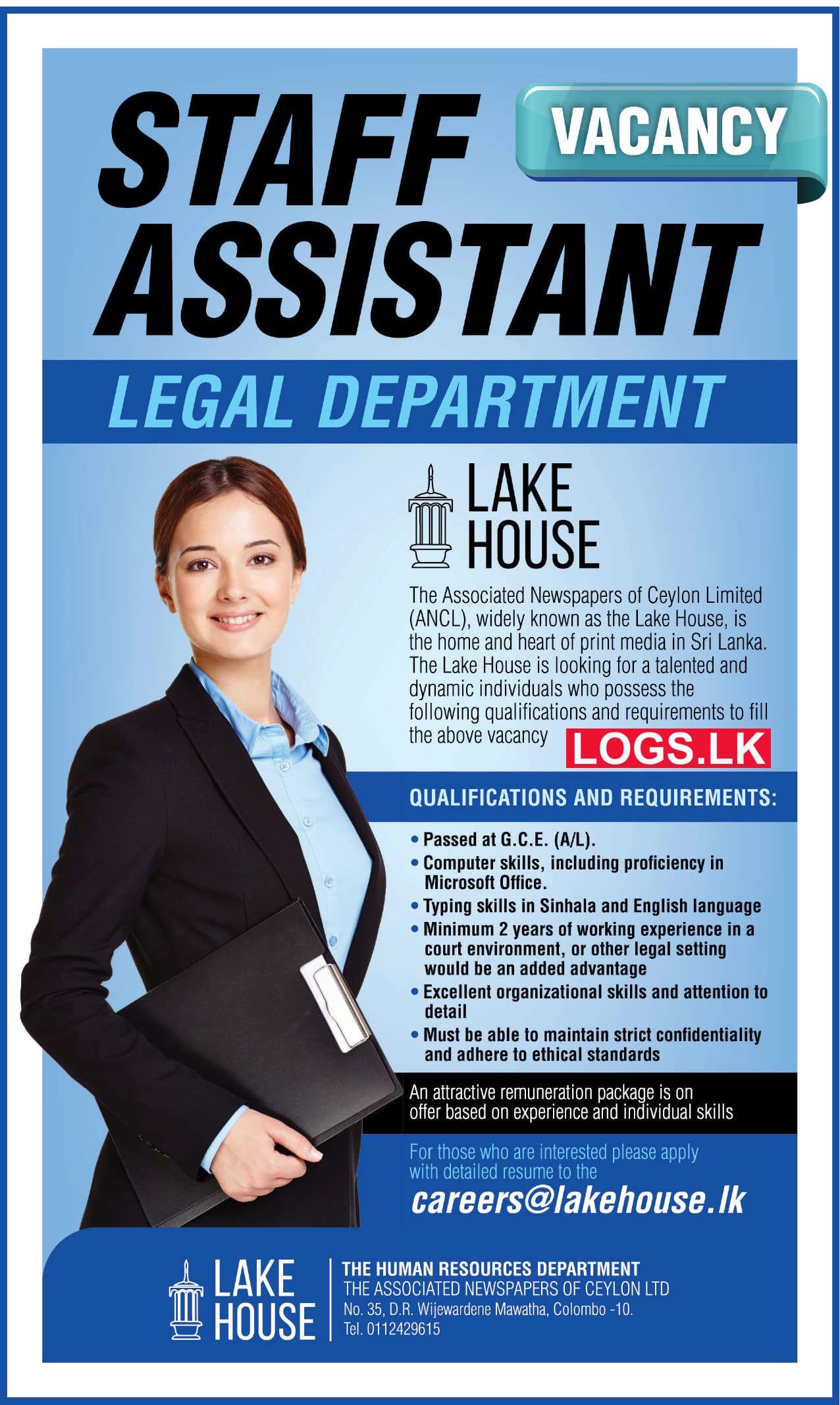 Staff Assistant - Lake House Job Vacancies 2024 Application Form, Details Download
