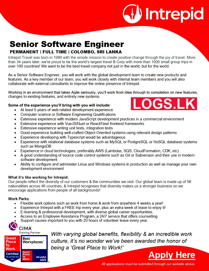 Senior Software Engineer - Intrepid Vacancies 2024 Application Form, Details Download