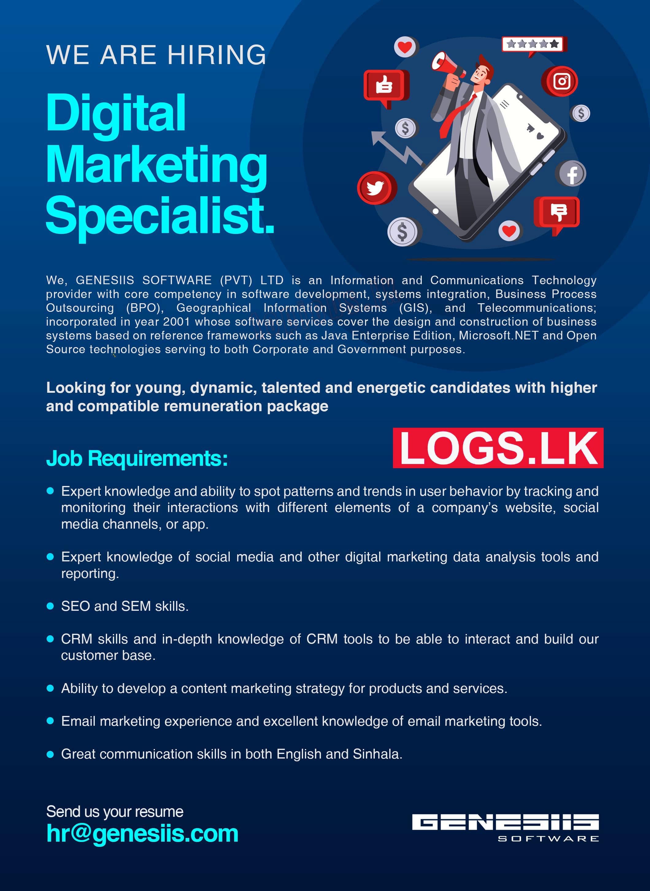 Digital Marketing Specialist Job Vacancy at Genesiis Software Ltd