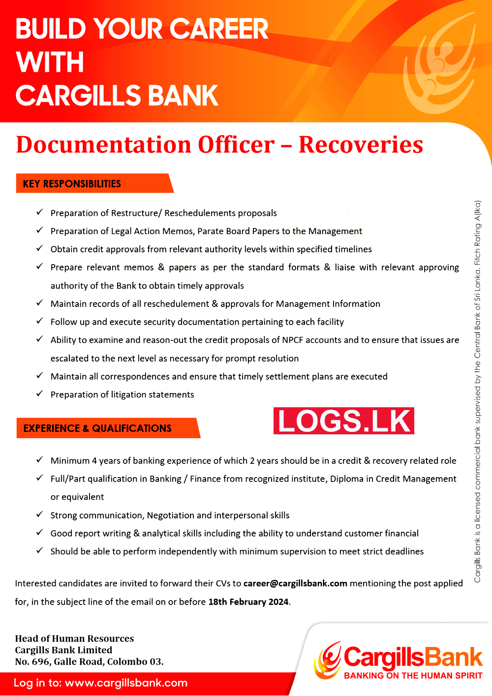 Documentation Officer - Cargills Bank Job Vacancies 2024 Application Form, Details Download