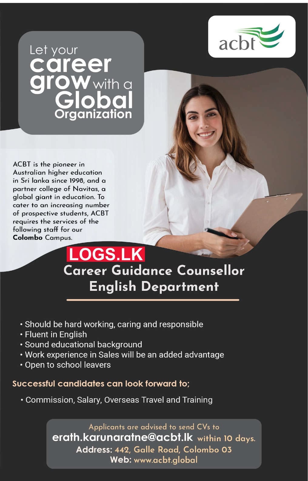 Career Guidance Counsellor - ACBT Campus Vacancies 2024 in Sri Lanka